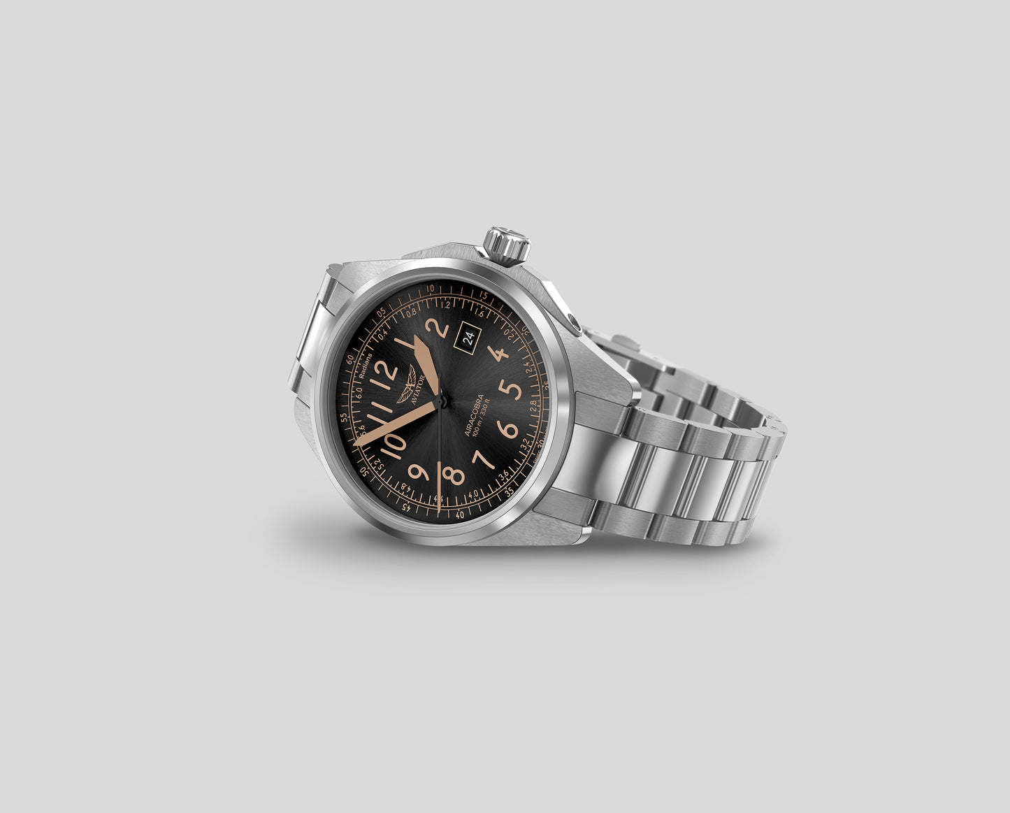 Часовник Aviator Airacobra V.1.38.0.323.5 - Пилотски Модел Type B Със Стоманена Верижка