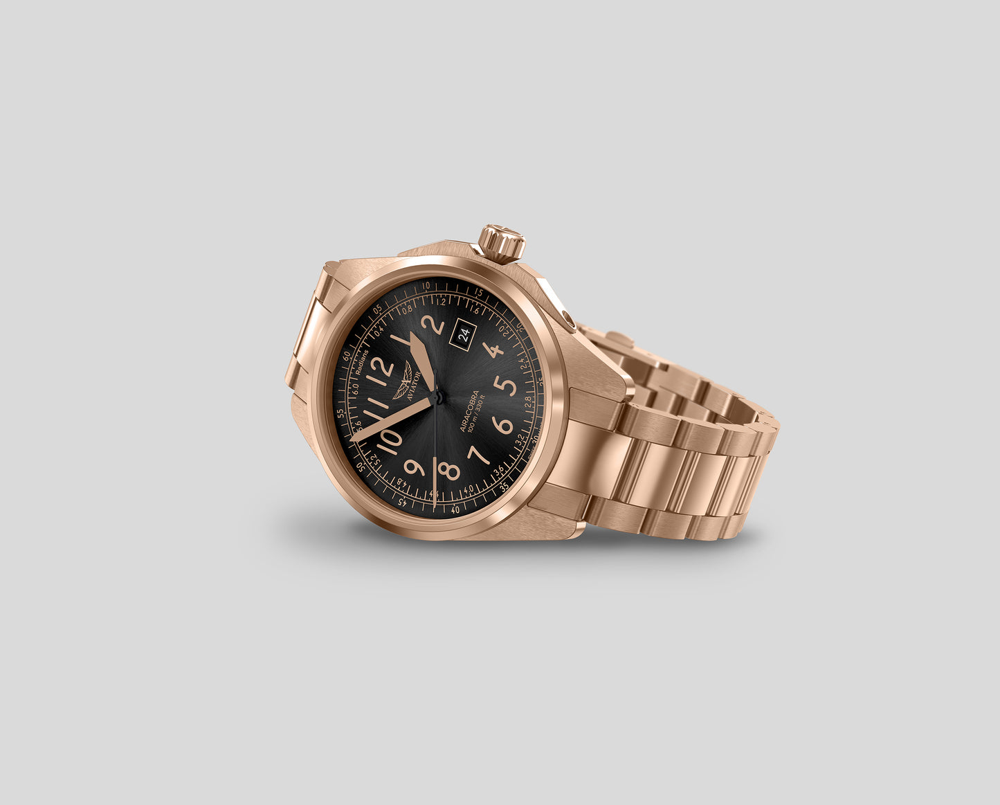 Часовник Aviator Airacobra V.1.38.2.323.5 - Пилотски Модел С Розово Златно Покритие И Стоманена Верижка