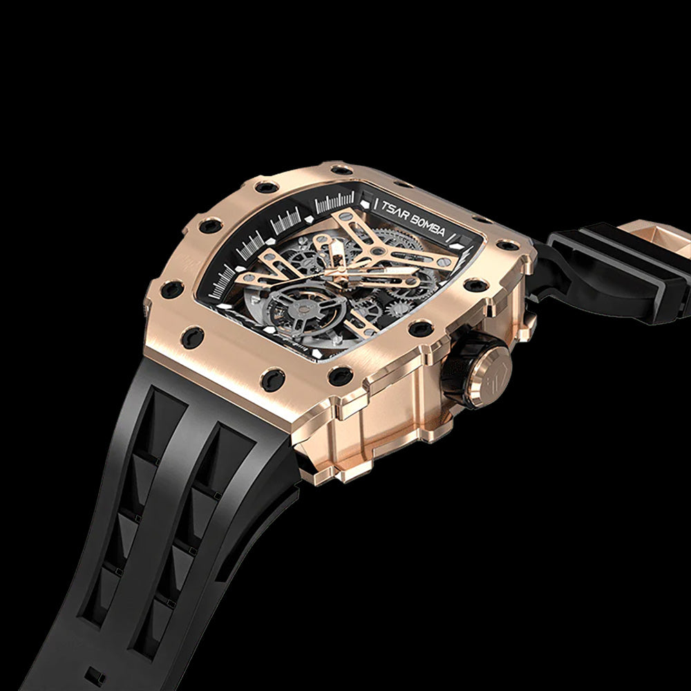 Мъжки часовник TSAR BOMBA Black Gold Emperor Automatic JYTB8208AG