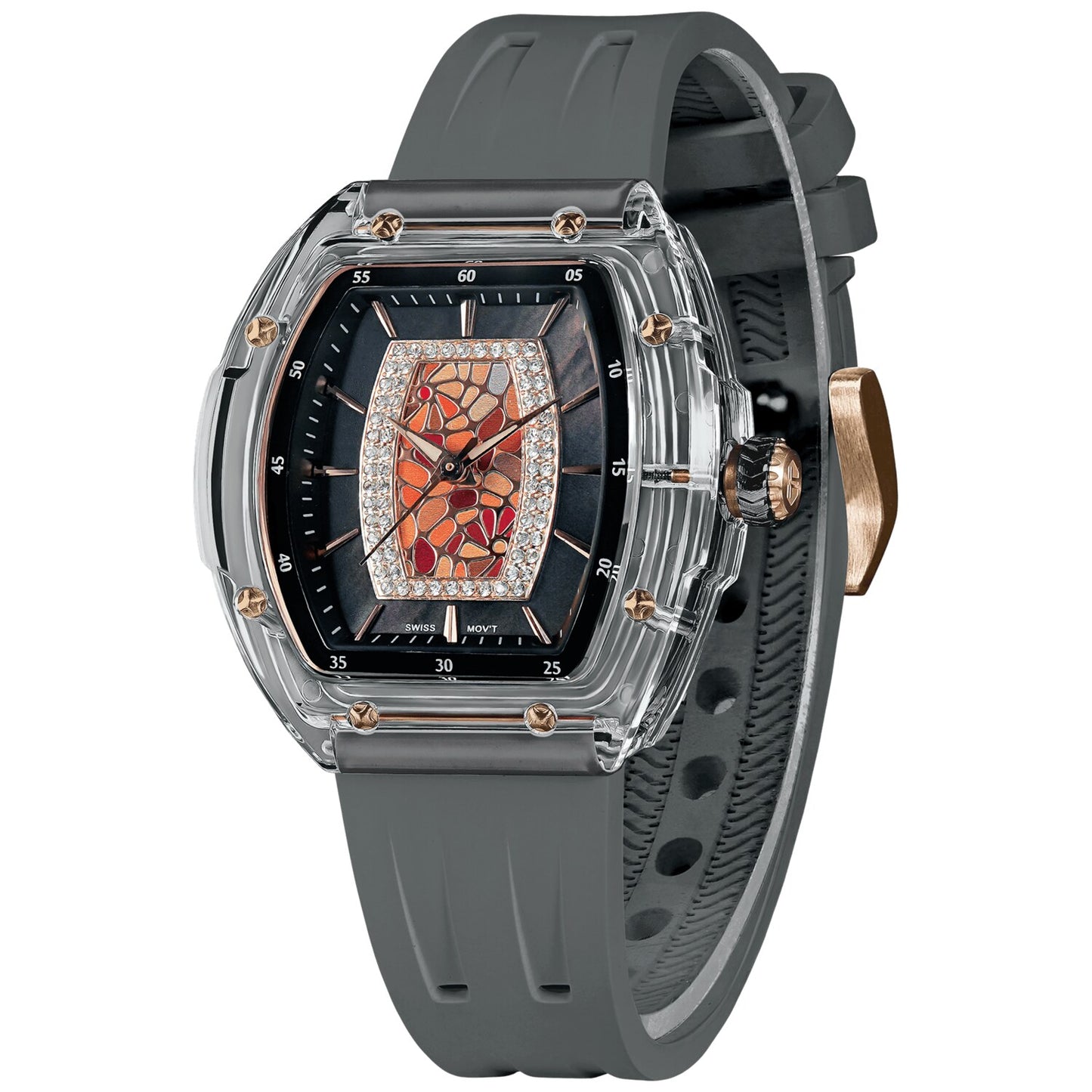 Дамски часовник TSAR BOMBA Crystal Chic Swiss Grey TB8219L-06 3