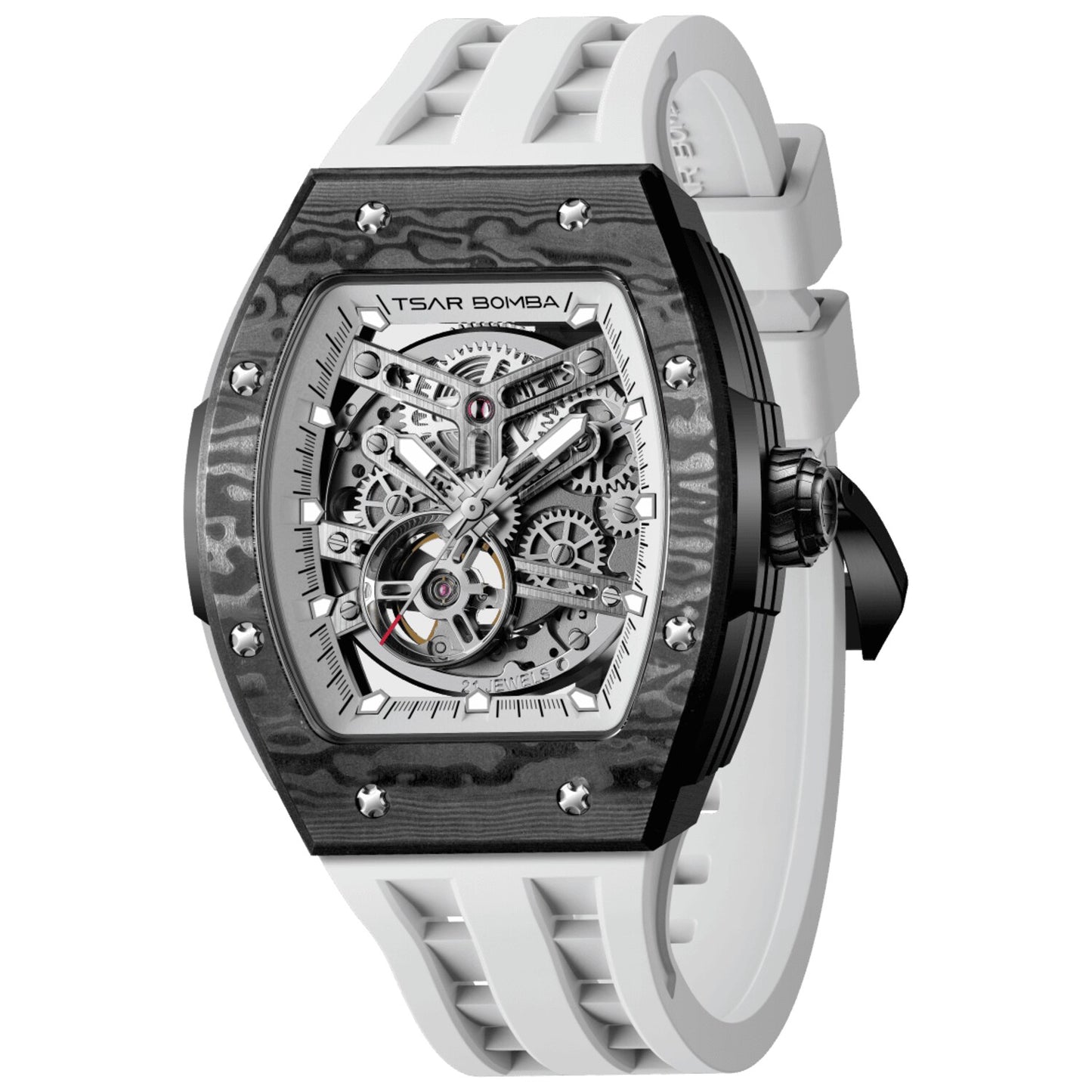 Мъжки часовник TSAR BOMBA T-Elemental Carbon Fiber Elite White TB8228CF-03 4