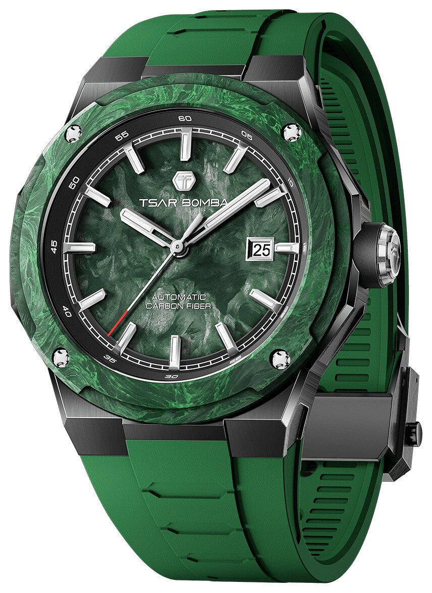 Мъжки часовник TSAR BOMBA Electron-Carbon-X II Carbon Fiber Green TB8230-05 4