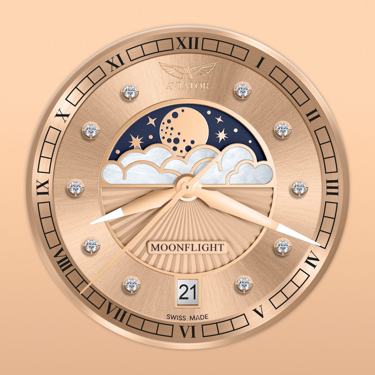 Дамски часовник Aviator Douglas Moonflight Diamonds Limited Edition V.1.33.2.383.4