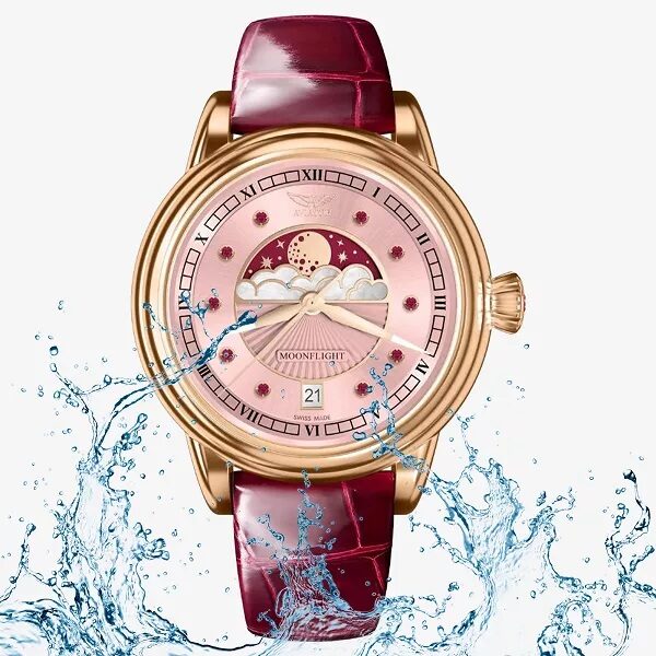 Дамски часовник Aviator Douglas Moonfligh Gemstone Edition Ruby Limited Edition V.1.33.2.418.4