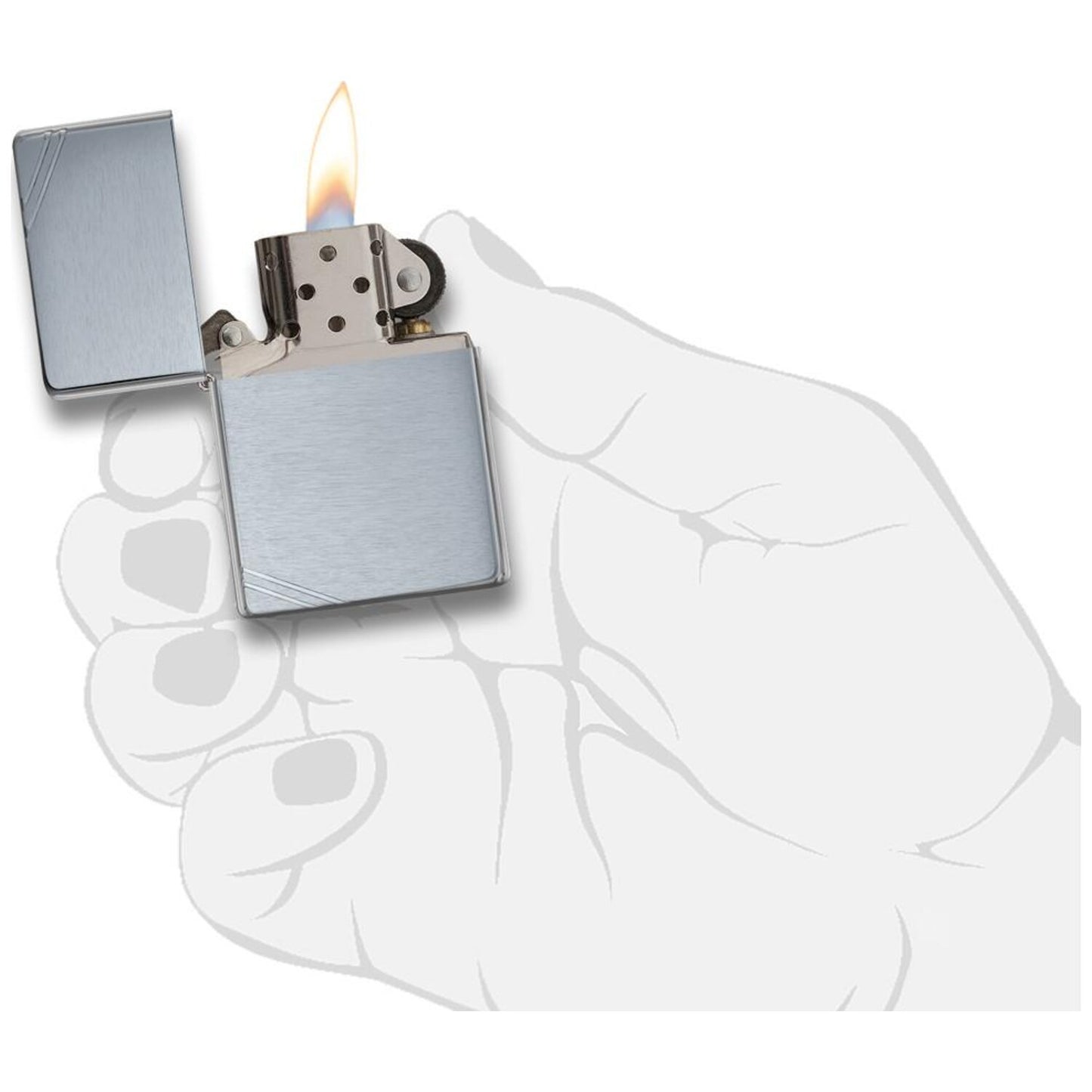 Запалка Zippo 230 Brushed Chrome Vintage 4