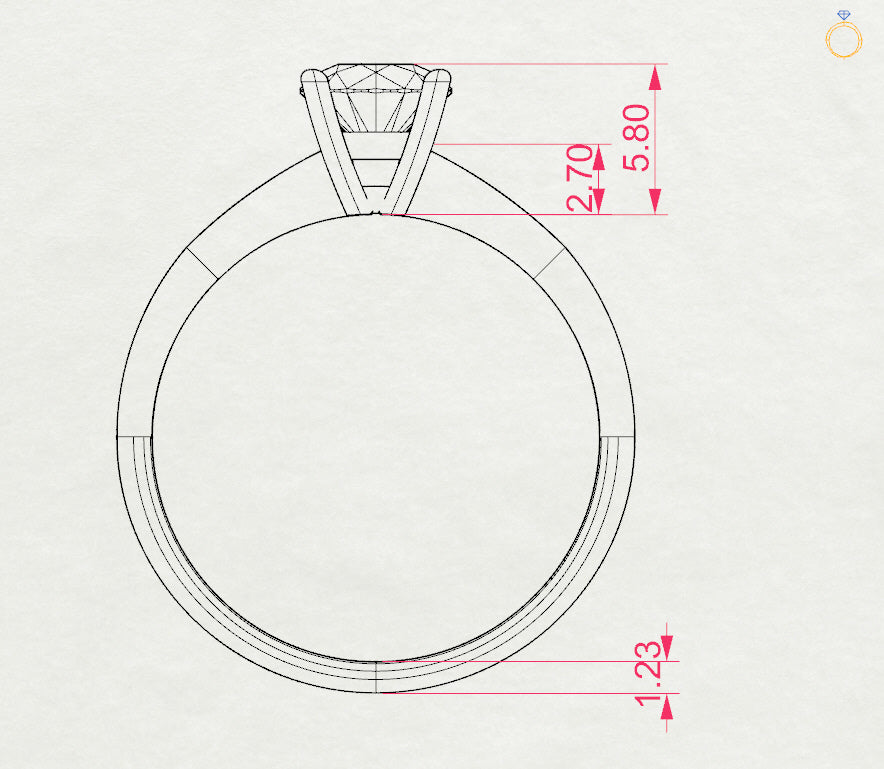 Пръстен CARA 101-10021 18К розово злато с GIA диамант 0.5 CT