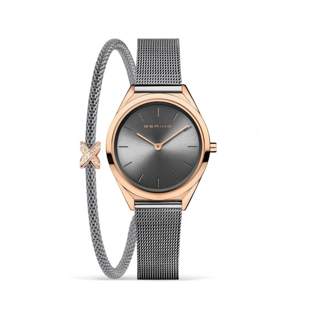 Дамски сет часовник и гривна Bering 17031-369-GWP210