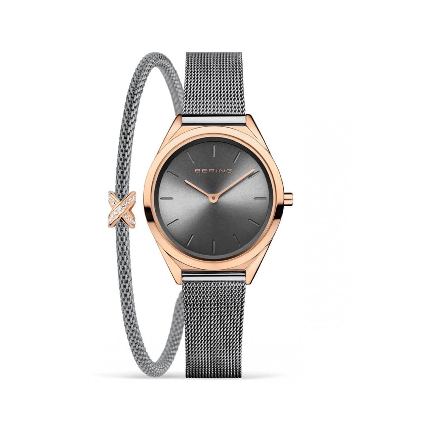 Дамски сет часовник и гривна Bering 17031-369-GWP210