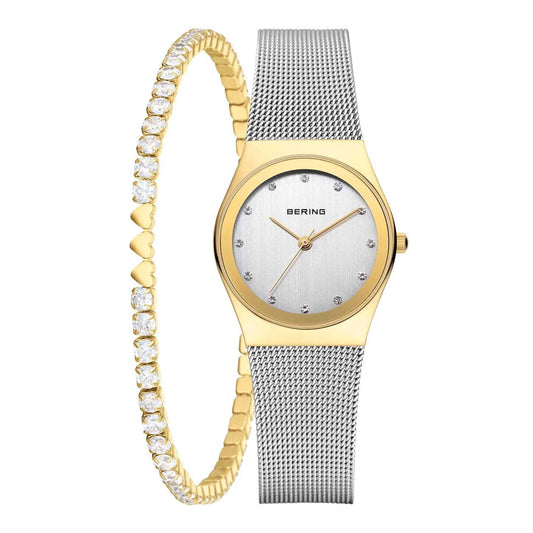 Дамски сет часовник и гривна Bering Classic 12927-001-GWP