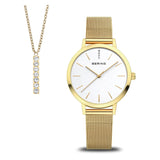 Дамски сет часовник и колие Bering Classic 13434-334-GWP