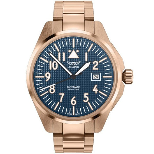 Часовник Aviator V.3.39.2.335.5 Автоматичен Син Циферблат 100м