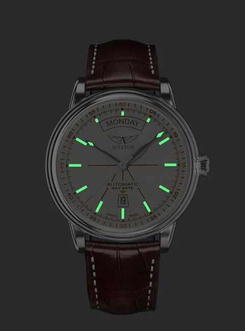 Aviator Douglas Day-date V.3.20.0.141.4 - Мъжки Автоматичен Часовник С Винтидж Дизайн И Сапфирено Стъкло