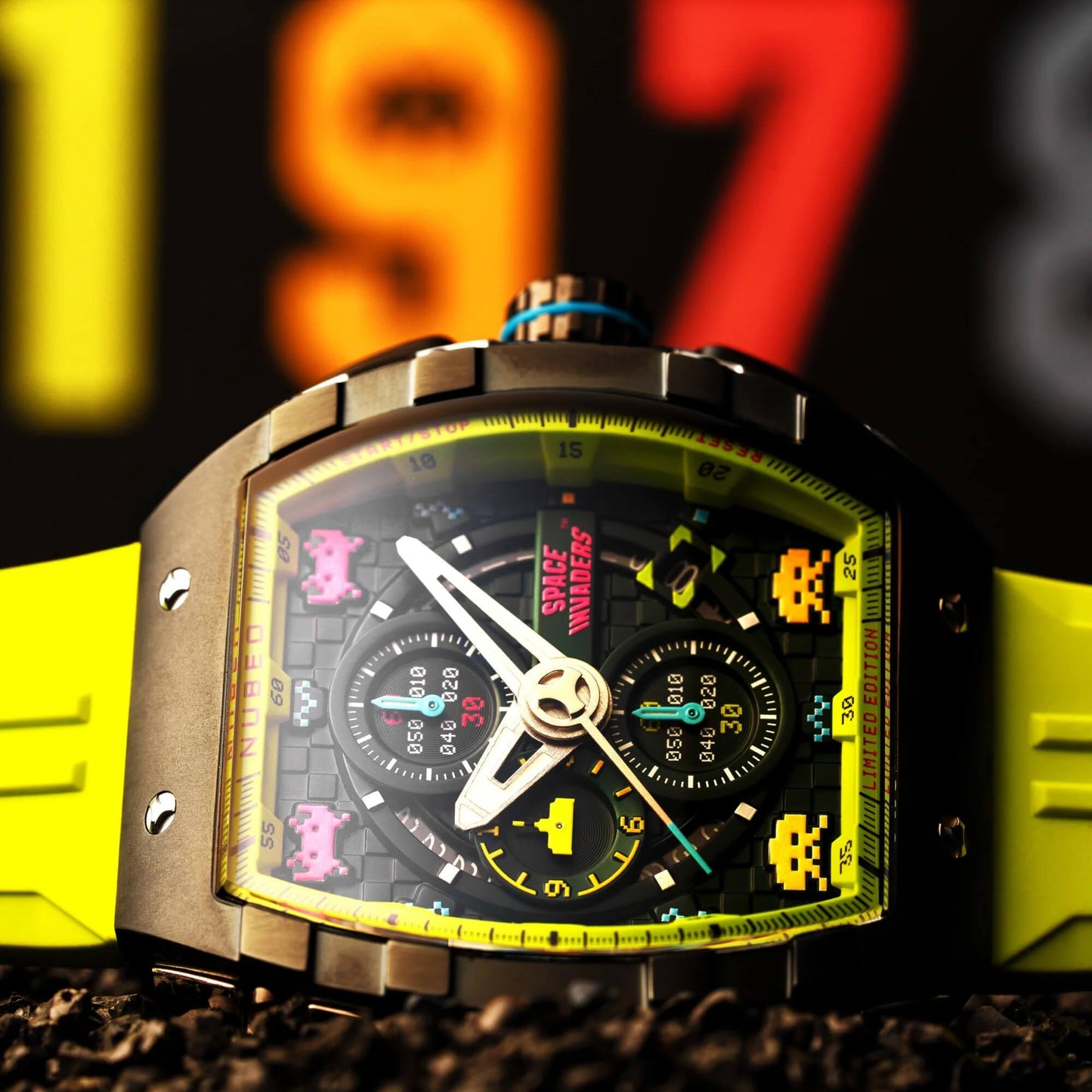Мъжки часовник Nubeo Magellan Chronograph Space Invaders – Galactic Green Limited