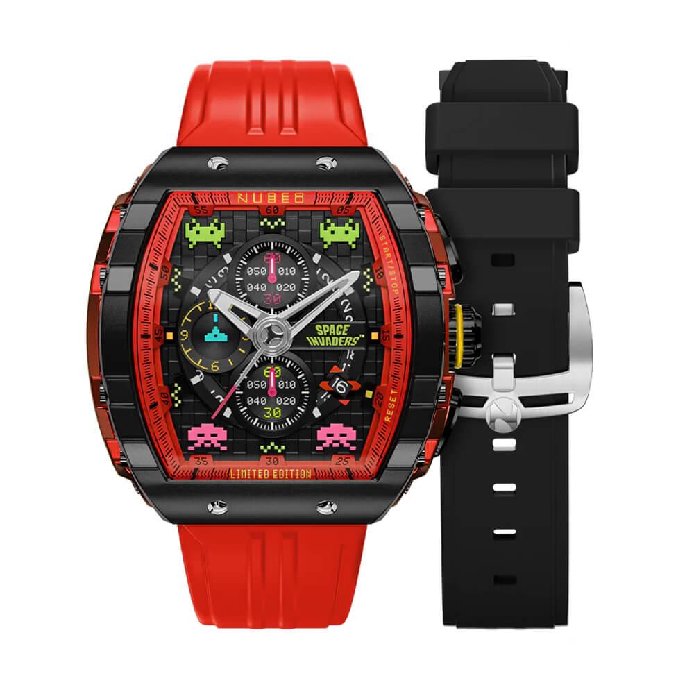 Мъжки часовник Nubeo Magellan Chronograph Space Invaders – Pixel Red Limited