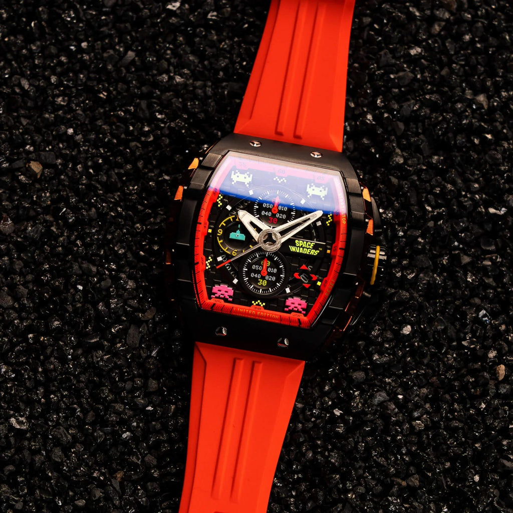 Мъжки часовник Nubeo Magellan Chronograph Space Invaders – Pixel Red Limited