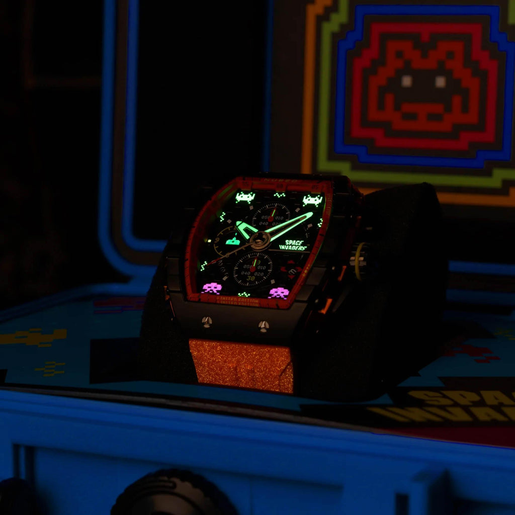 Мъжки часовник Nubeo Magellan Chronograph Space Invaders – Pixel Red Limited