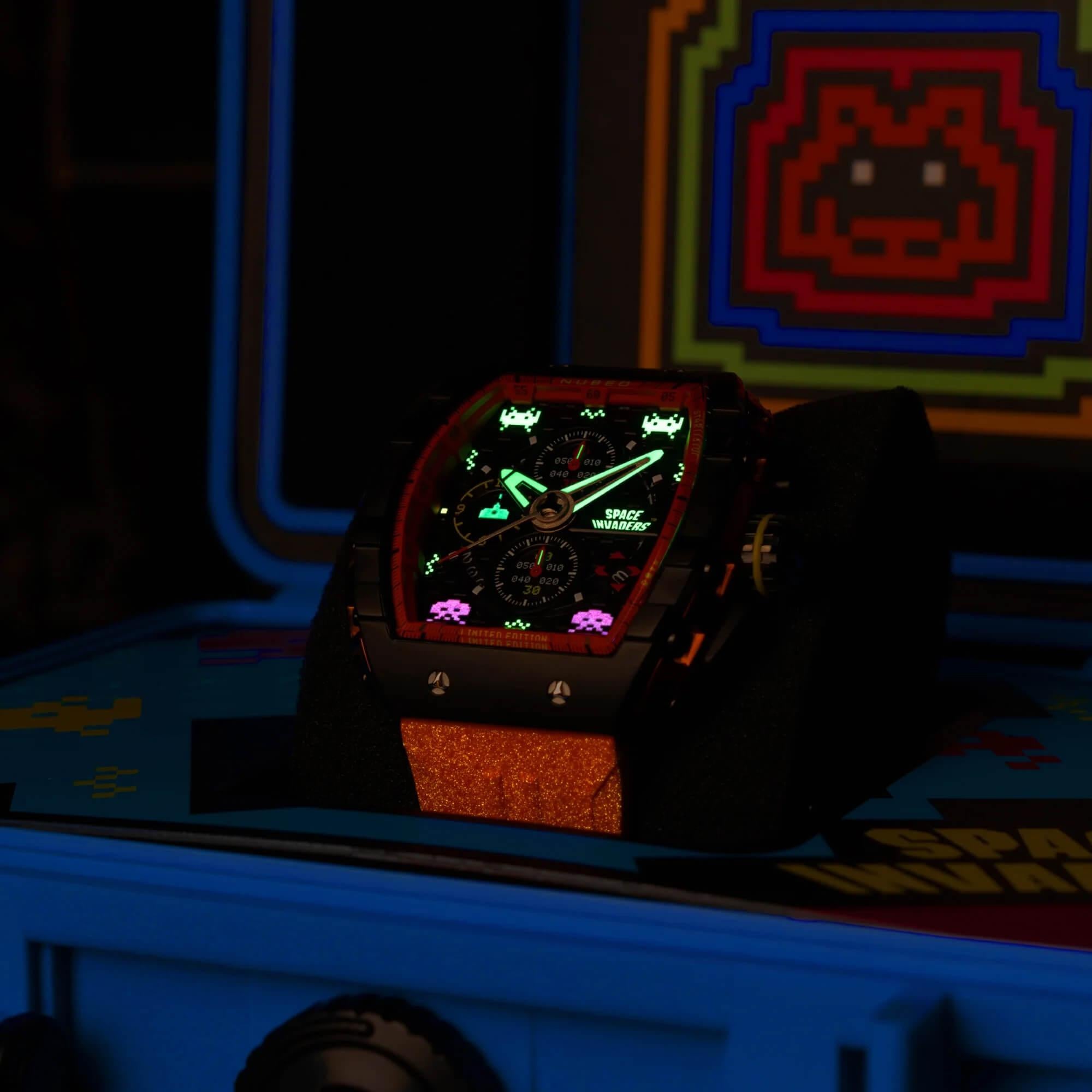 Мъжки часовник Nubeo Magellan Chronograph Space Invaders – Pixel Red Limited