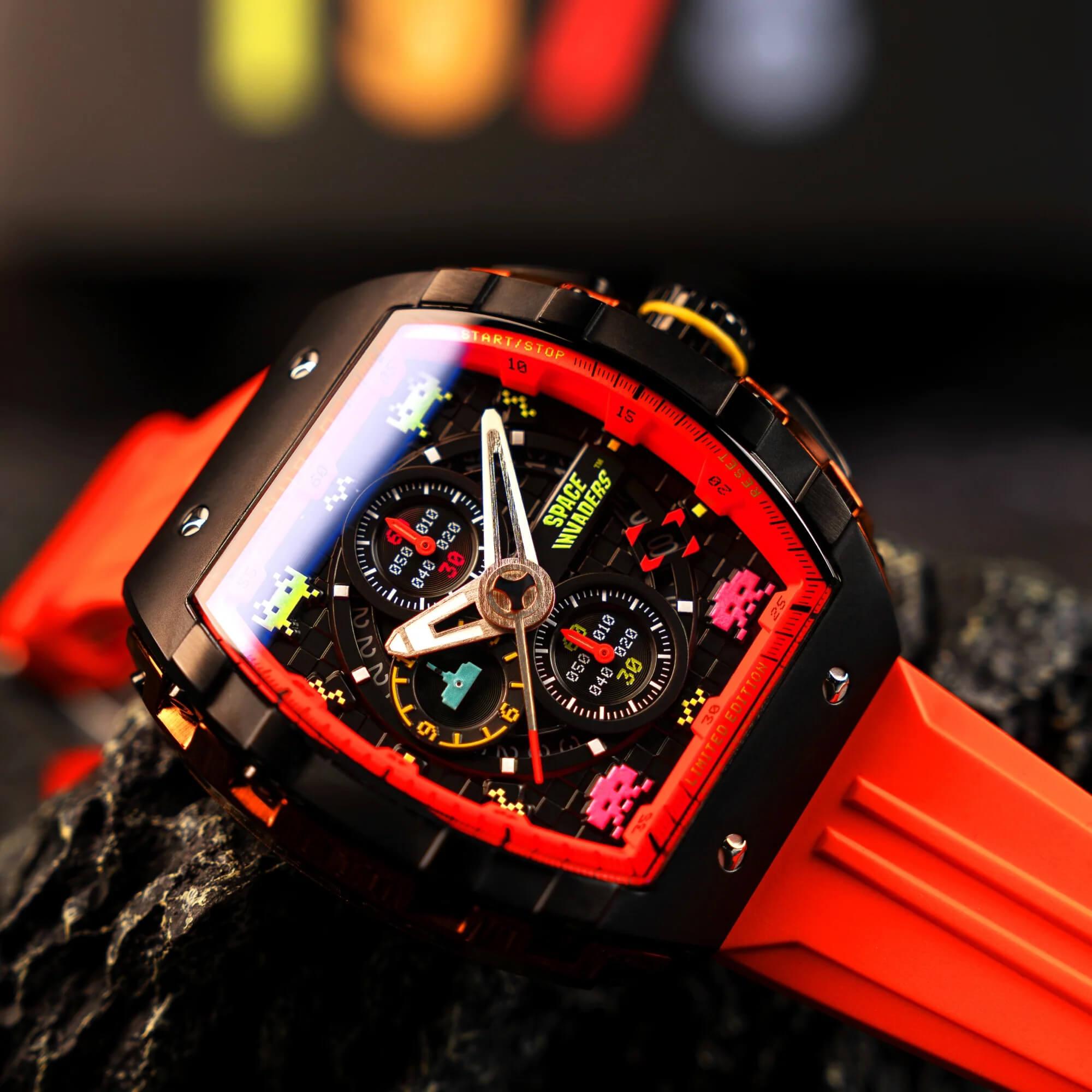 Мъжки часовник Nubeo Magellan Chronograph Space Invaders – Pixel Red Limited