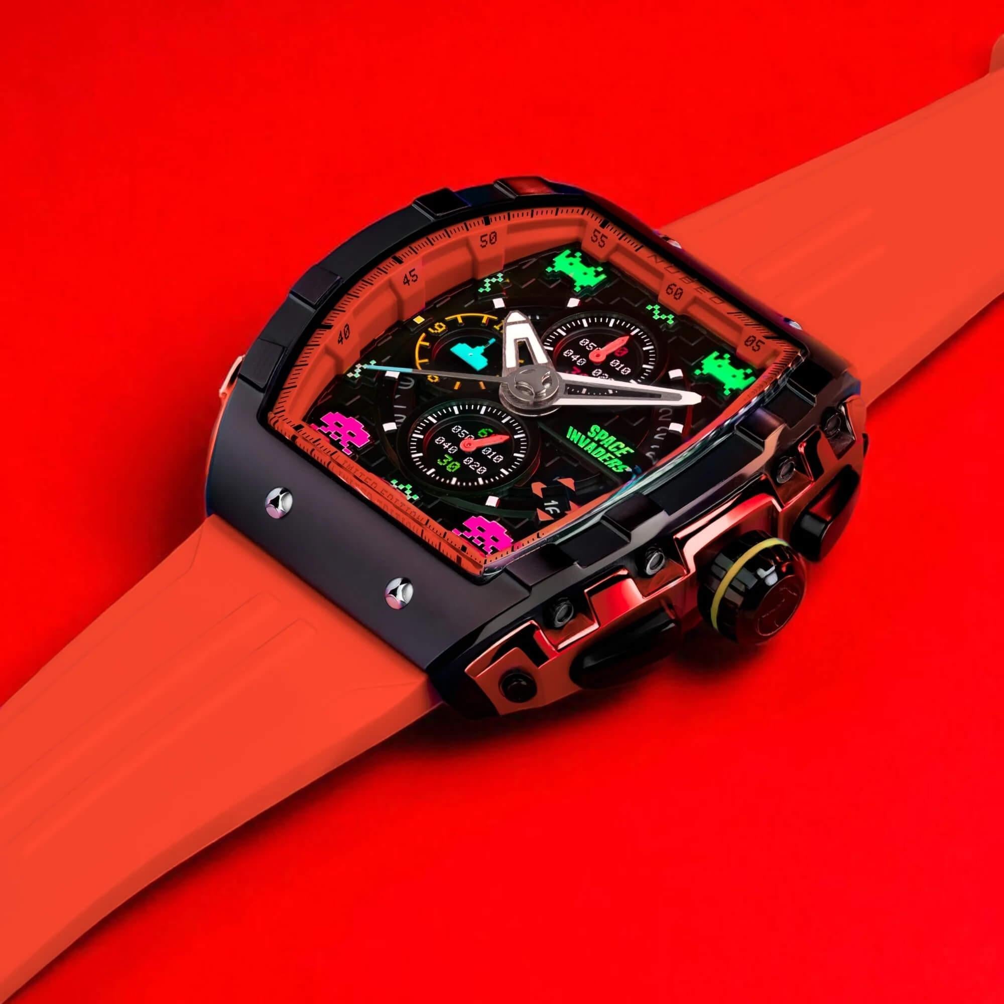 Мъжки часовник Nubeo Magellan Chronograph Space Invaders – Pixel Red Limited
