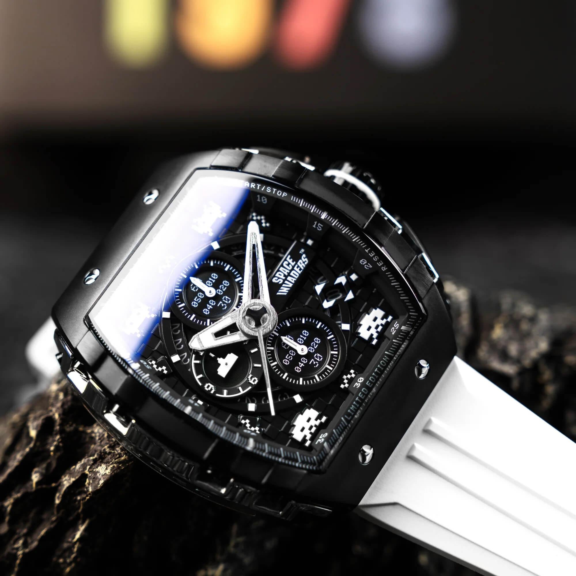 Мъжки часовник Nubeo Magellan Chronograph Space Invaders – Lunar Black Limited