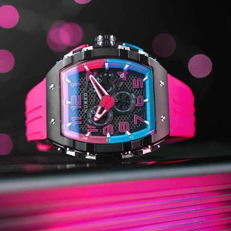 Мъжки часовник Nubeo Magellan Bubblegum Pink Retrograde Chronograph NB-6088-07
