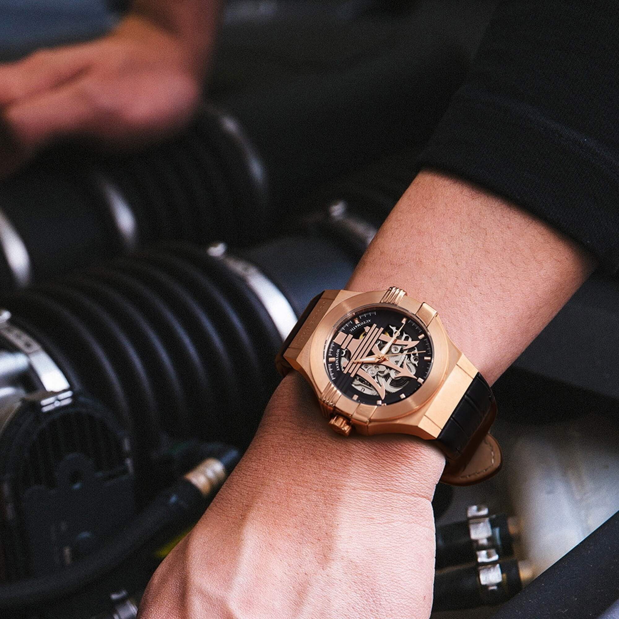 Мъжки часовник Maserati Potenza Automatic Rose Gold Skeleton