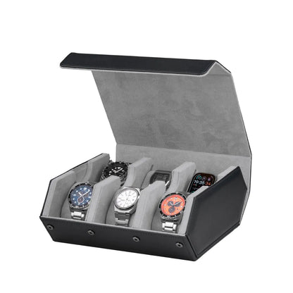 Транспортен кутия за 6 часовника Rothenschild от естествена кожа RS-3178-6-BL-GY