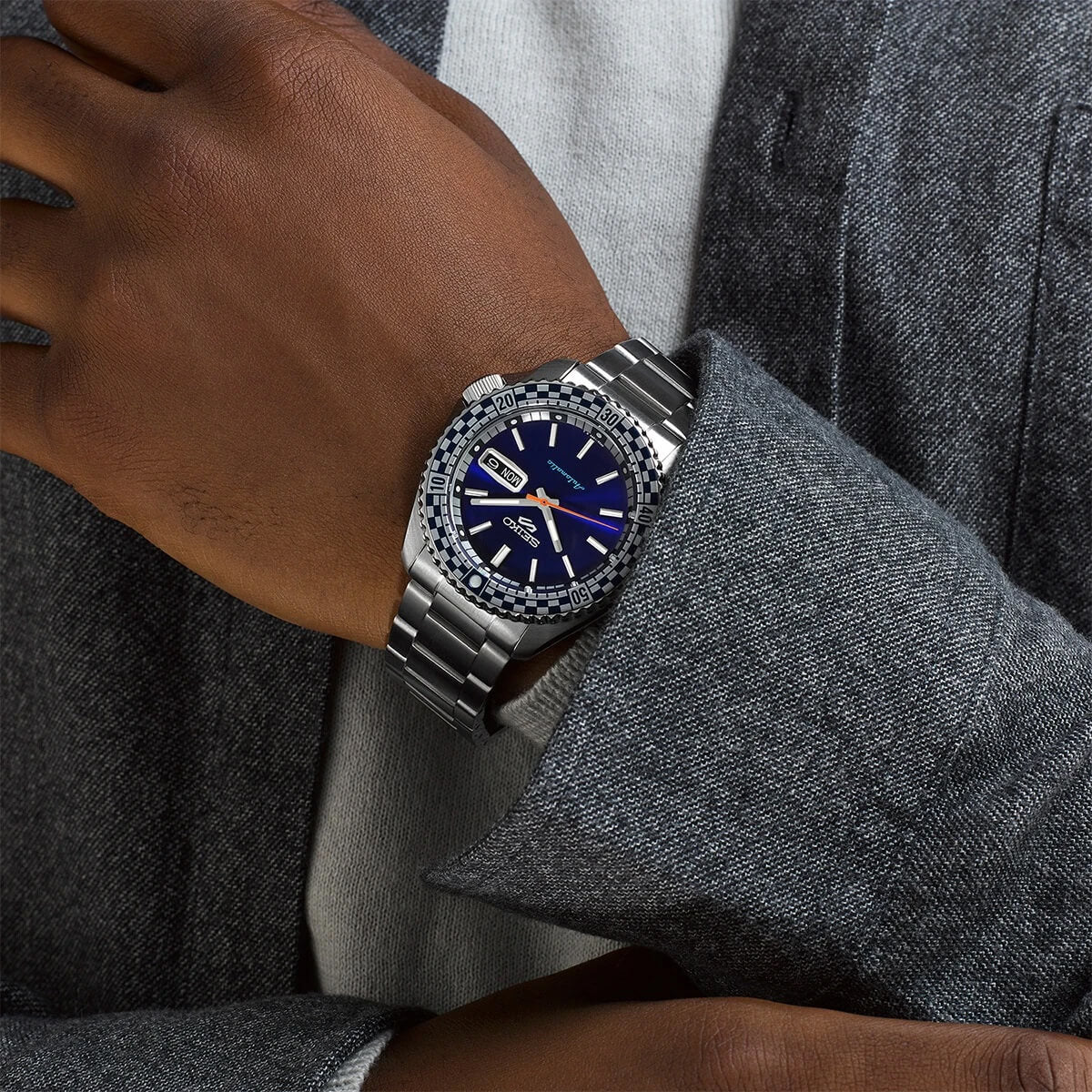 Мъжки часовник Seiko 5 Sport Automatic Petrol Blue Checker Flag Special Edition SRPK65K1