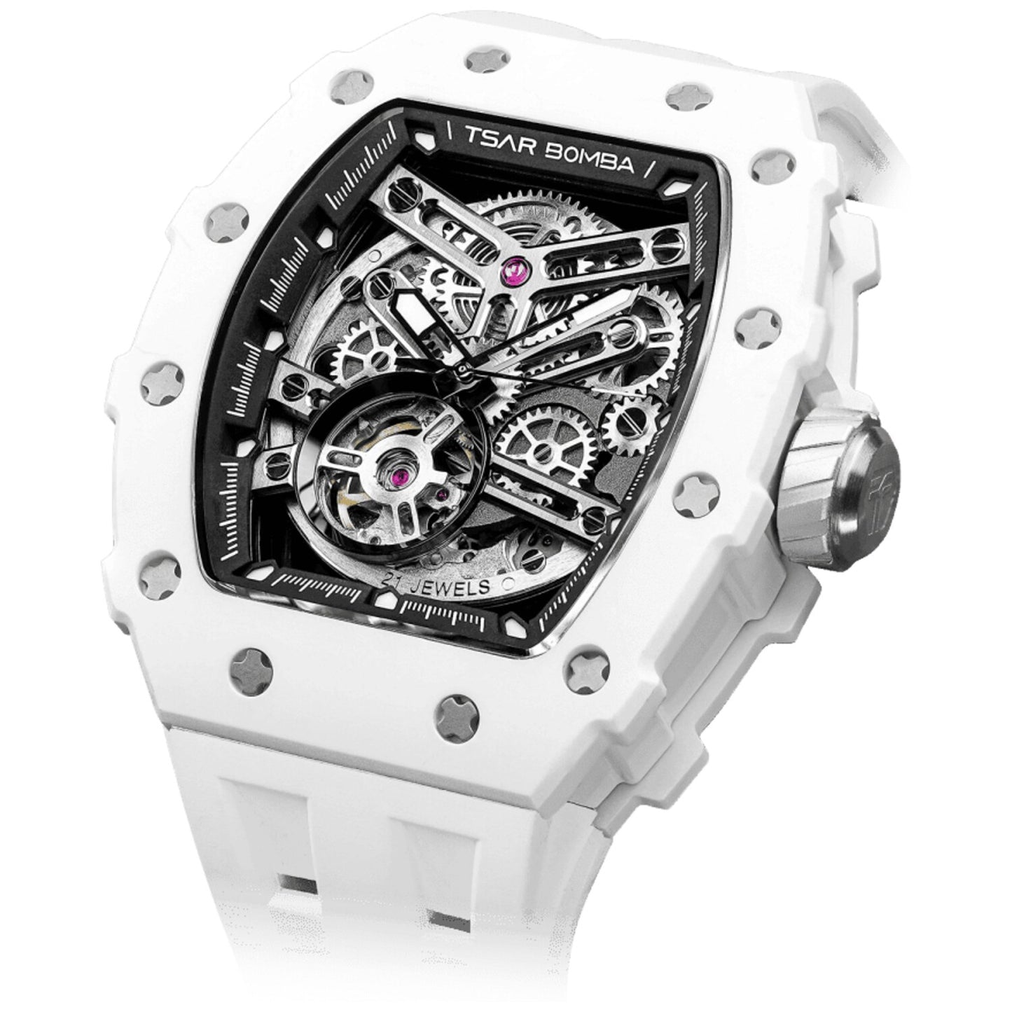 Мъжки часовник TSAR BOMBA T-Elemental Automatic Ceramic White Black TB8208C-07