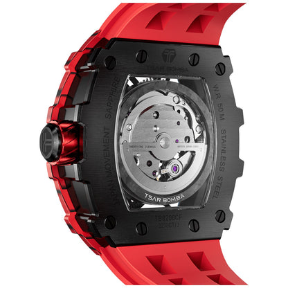Мъжки часовник TSAR BOMBA T-Elemental Carbon Fiber Bull Red TB8208CF-07 2