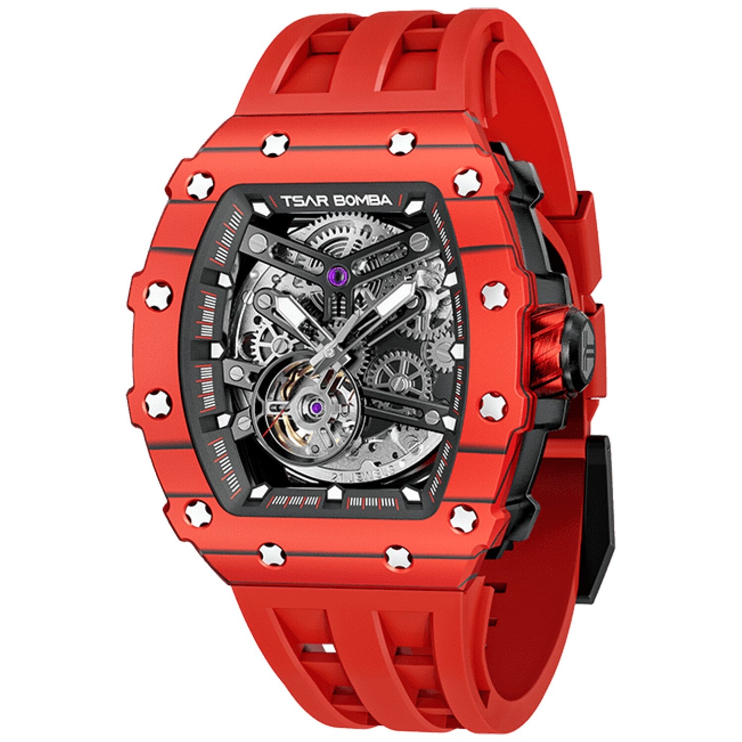 Мъжки часовник TSAR BOMBA T-Elemental Carbon Fiber Bull Red TB8208CF-07 4