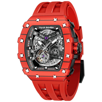 Мъжки часовник TSAR BOMBA T-Elemental Carbon Fiber Bull Red TB8208CF-07 4