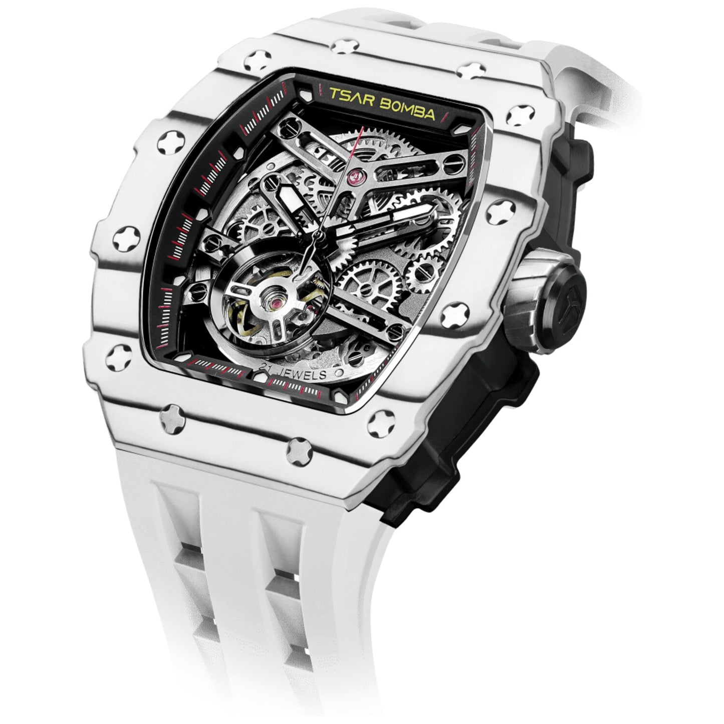 Мъжки часовник TSAR BOMBA T-Elemental Carbon Fiber Automatic Ceramic Elite White TB8208CF-35
