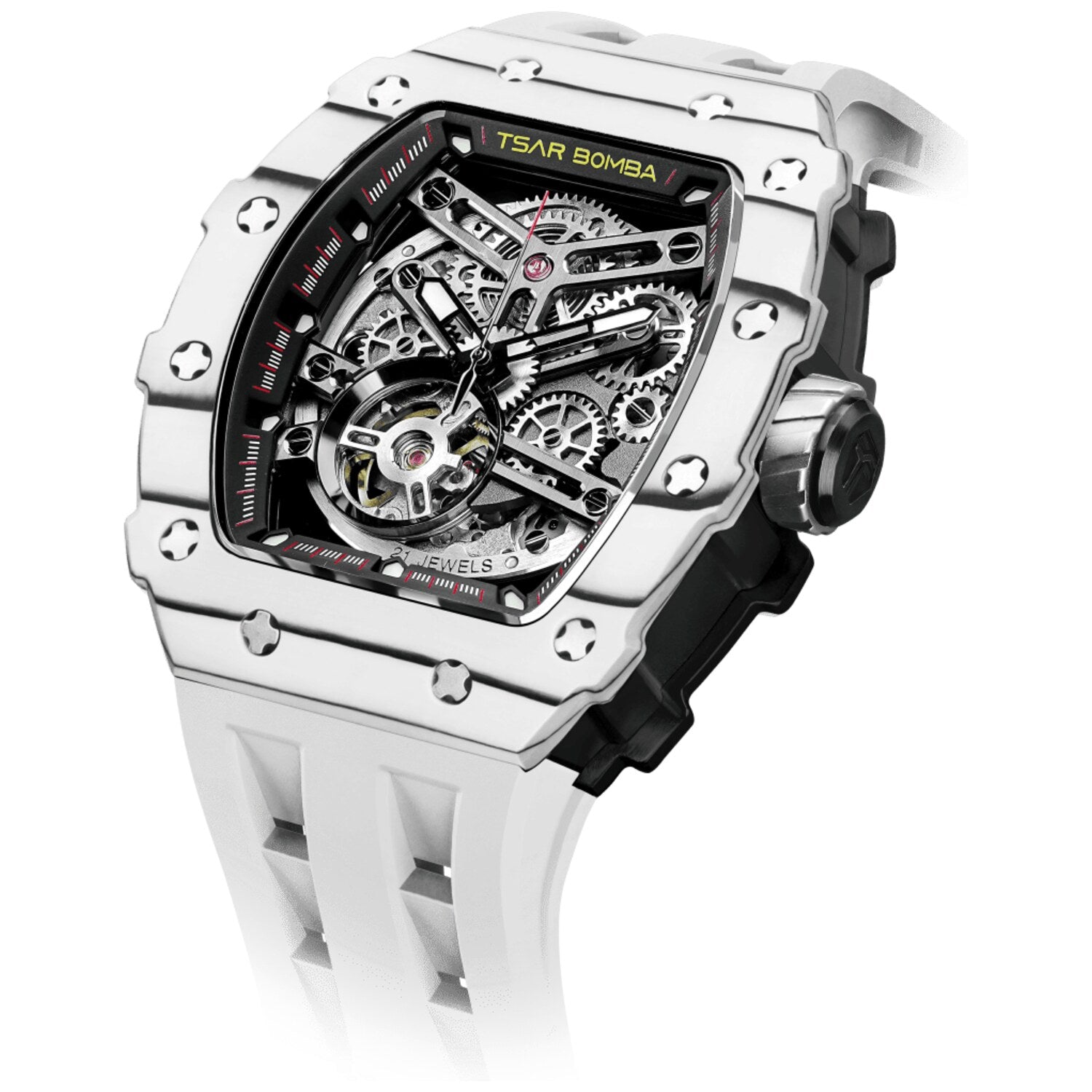 Мъжки часовник TSAR BOMBA T-Elemental Carbon Fiber Automatic Ceramic Elite White TB8208CF-35