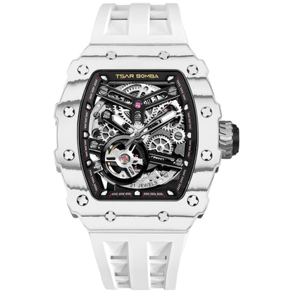 Мъжки часовник TSAR BOMBA T-Elemental Carbon Fiber Automatic Ceramic Elite White TB8208CF-35 3
