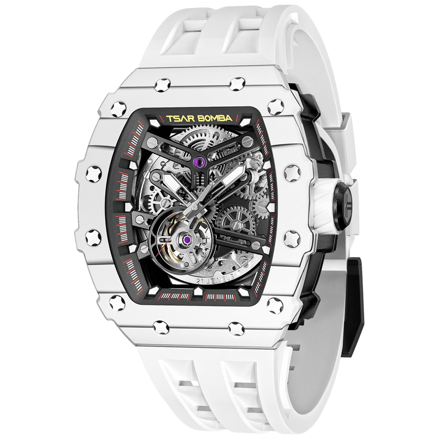 Мъжки часовник TSAR BOMBA T-Elemental Carbon Fiber Automatic Ceramic Elite White TB8208CF-35 4