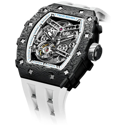 Мъжки часовник TSAR BOMBA T-Elemental Carbon Fiber Automatic Elegant White TB8208CF-40