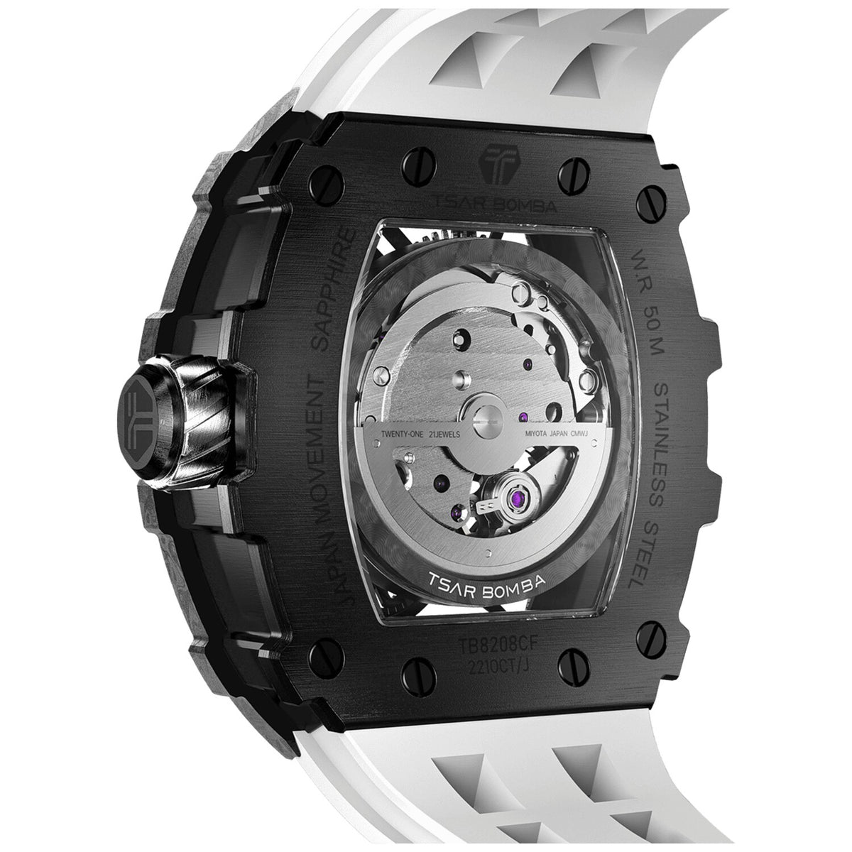 Мъжки часовник TSAR BOMBA T-Elemental Carbon Fiber Automatic Elegant White TB8208CF-40 2