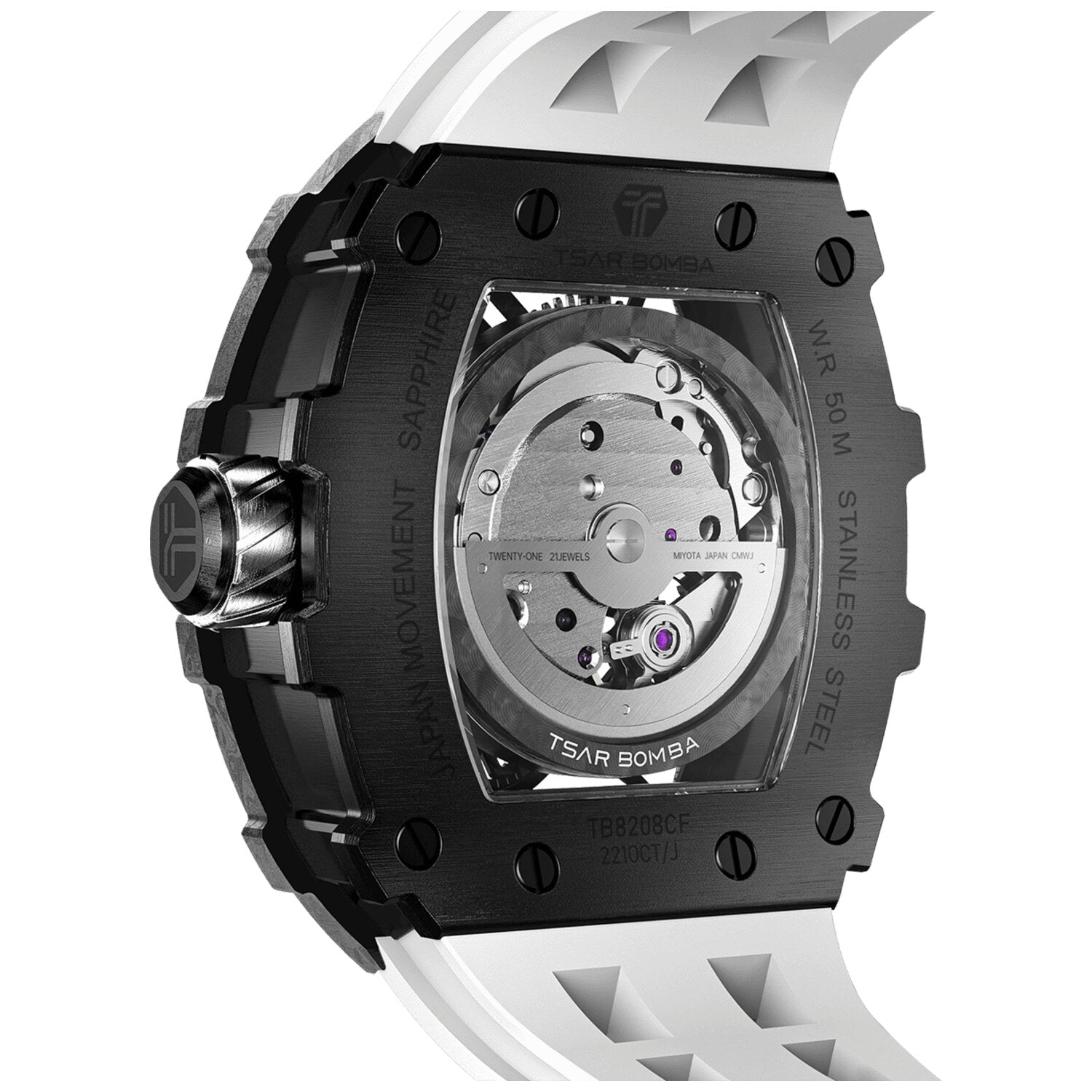 Мъжки часовник TSAR BOMBA T-Elemental Carbon Fiber Automatic Elegant White TB8208CF-40 2