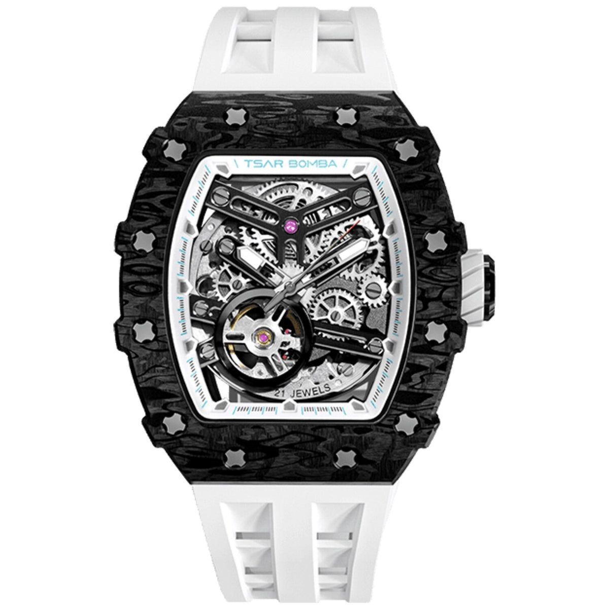 Мъжки часовник TSAR BOMBA T-Elemental Carbon Fiber Automatic Elegant White TB8208CF-40 3