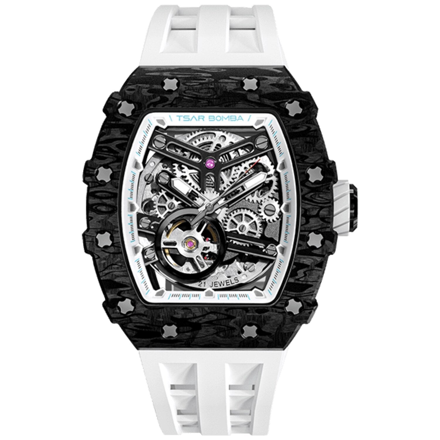 Мъжки часовник TSAR BOMBA T-Elemental Carbon Fiber Automatic Elegant White TB8208CF-40 3
