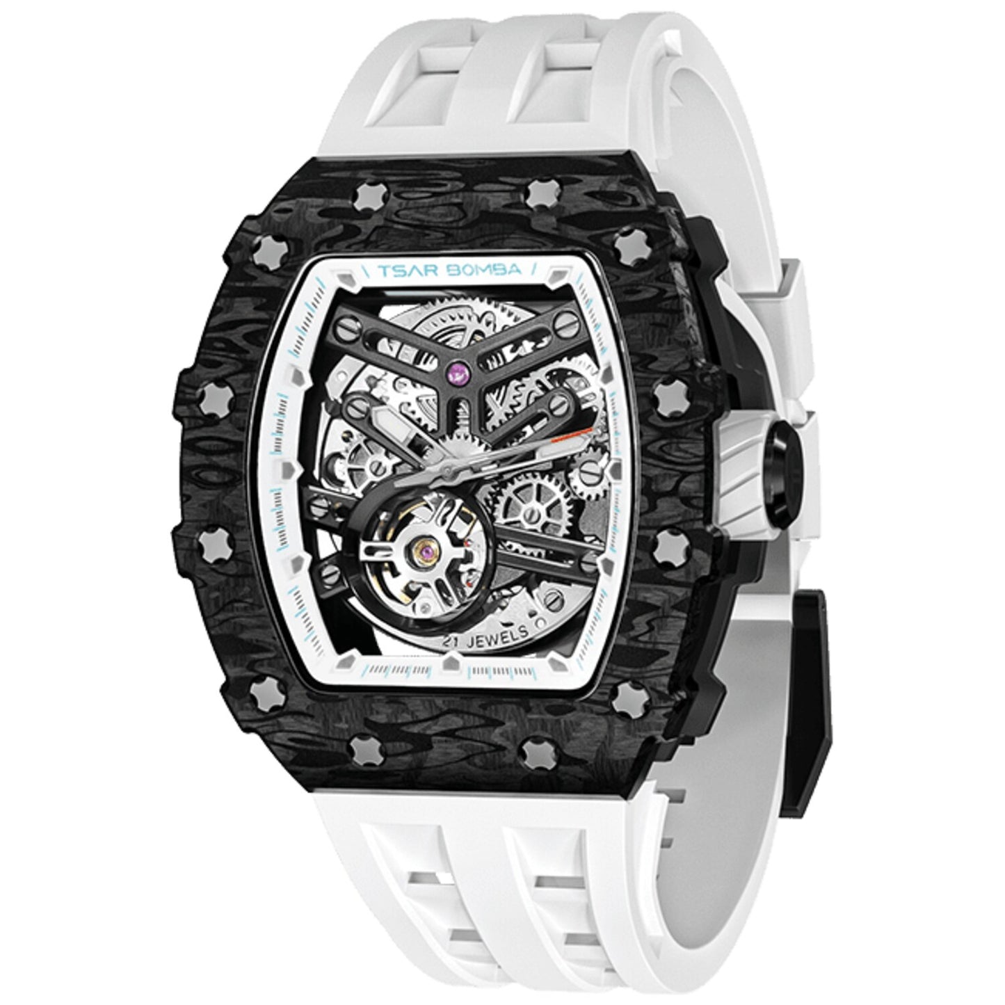 Мъжки часовник TSAR BOMBA T-Elemental Carbon Fiber Automatic Elegant White TB8208CF-40 4