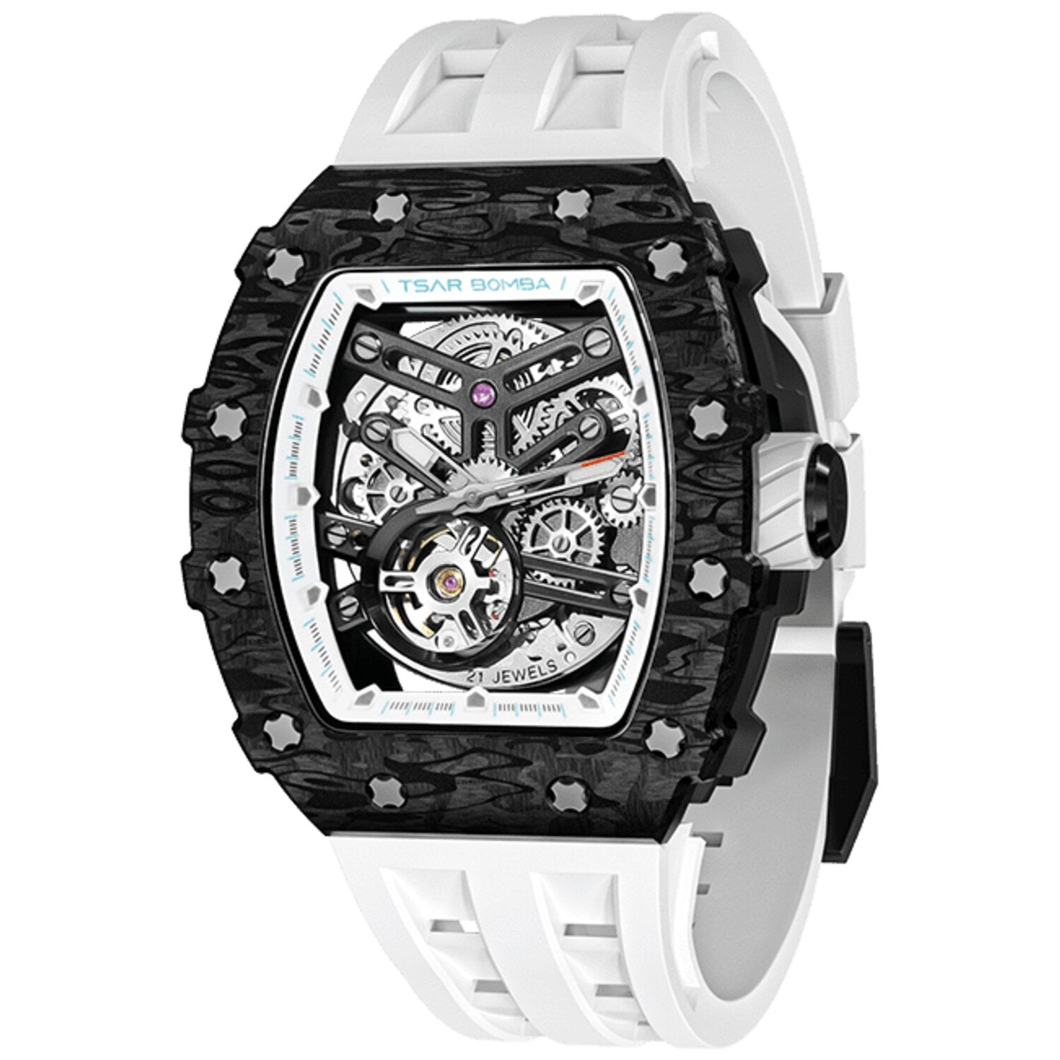 Мъжки часовник TSAR BOMBA T-Elemental Carbon Fiber Automatic Elegant White TB8208CF-40 4