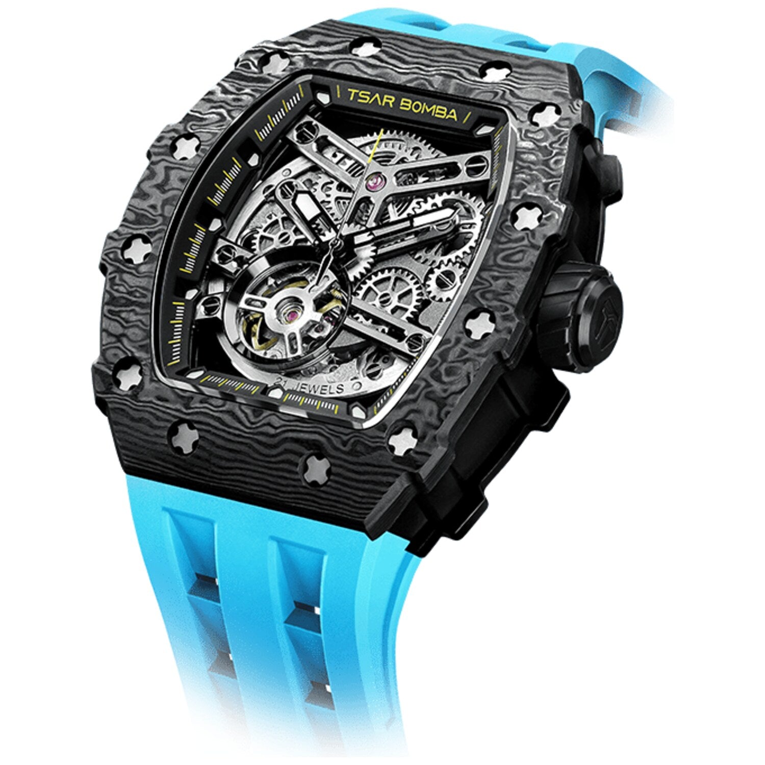 Мъжки часовник TSAR BOMBA T-Elemental Carbon Fiber Fashion Blue TB8208CF-41