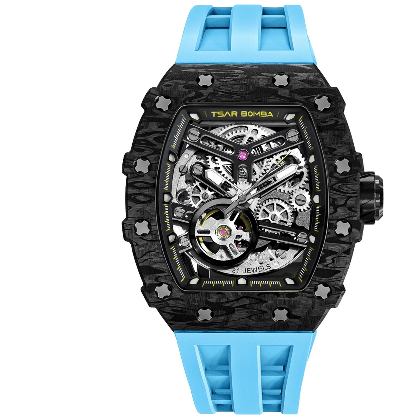 Мъжки часовник TSAR BOMBA T-Elemental Carbon Fiber Fashion Blue TB8208CF-41 3