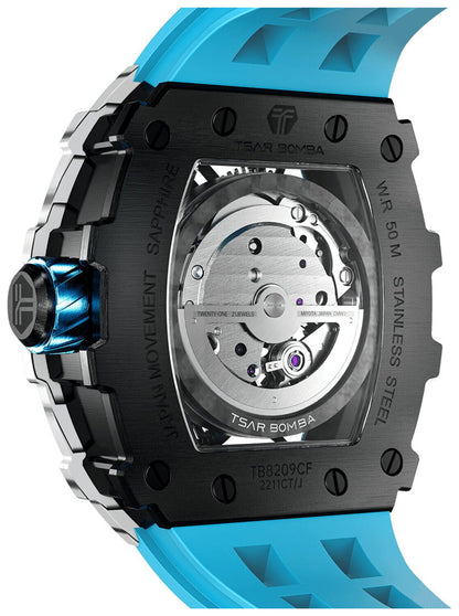 Мъжки часовник TSAR BOMBA Elemental Carbon Fiber White Blue TB8209CF-06 2