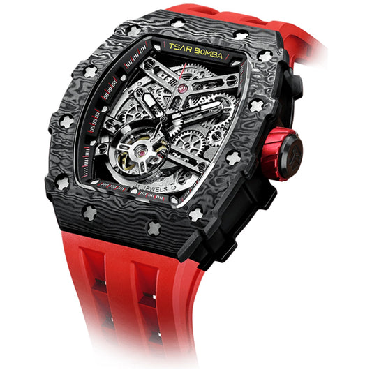 Мъжки часовник TSAR BOMBA T-Elemental Carbon Fiber Passion Red TB8209CF-32