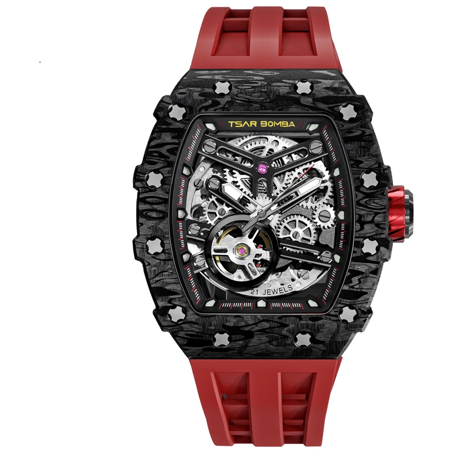 Мъжки часовник TSAR BOMBA T-Elemental Carbon Fiber Passion Red TB8209CF-32 3