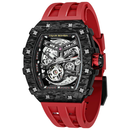 Мъжки часовник TSAR BOMBA T-Elemental Carbon Fiber Passion Red TB8209CF-32 4