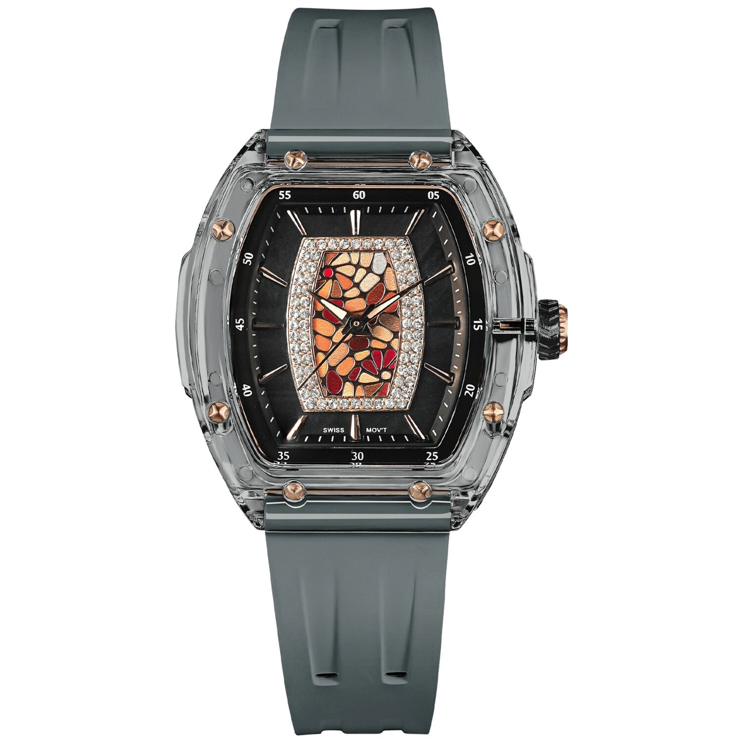 Дамски часовник TSAR BOMBA Crystal Chic Swiss Grey TB8219L-06 2